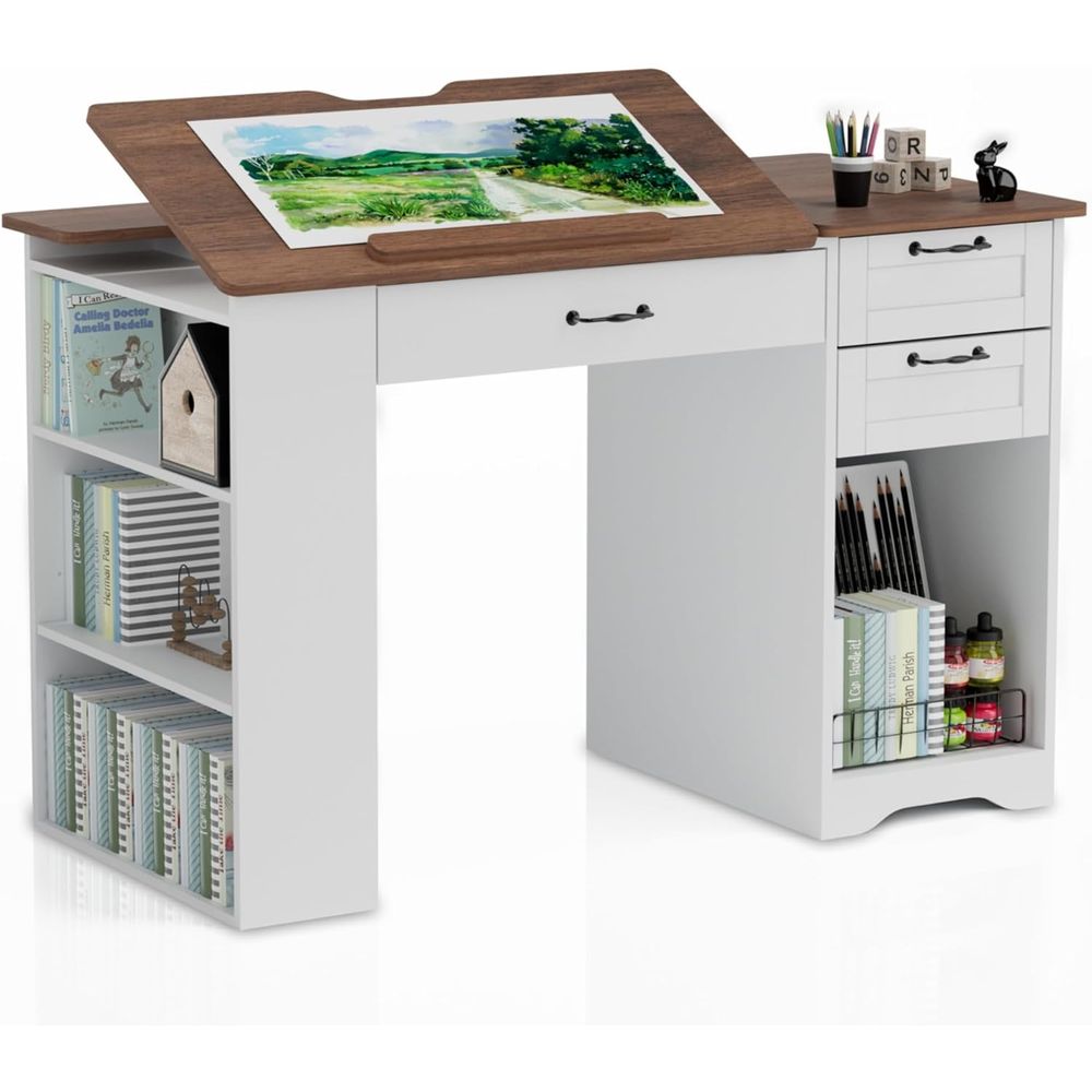 Art & Craft Kortingscode - Drating Table with Storage Cabinet &