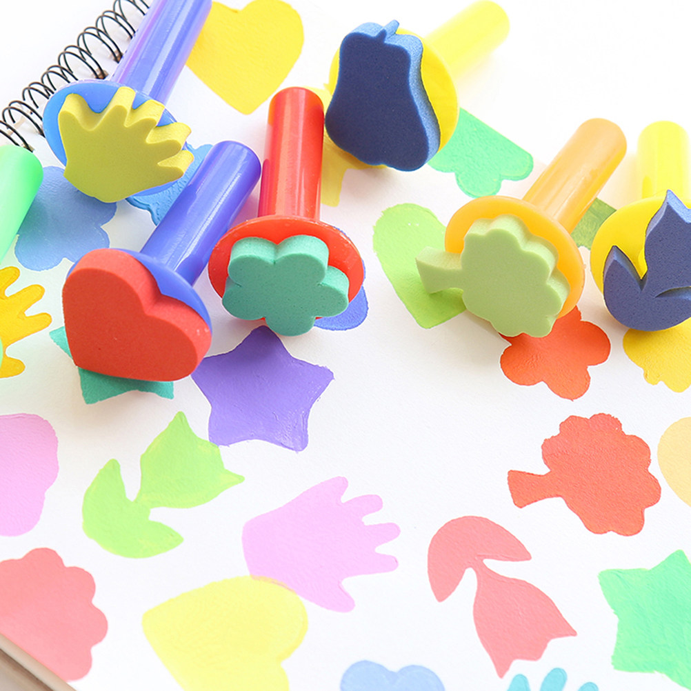 Art Craft For Preschool - 6Pcs Sponge Brush Stamper Set for