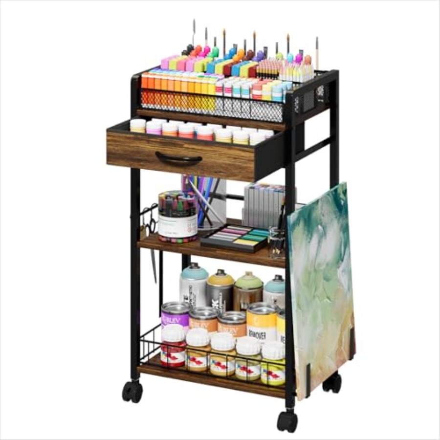 Art Craft Organizer - 3 Tier Rolling Cart - Metal