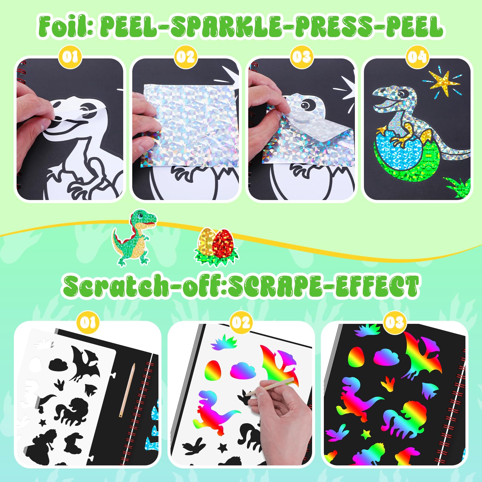 Dinosaur Scratch Art Book for  - Art Craft Book recensione e prezzo