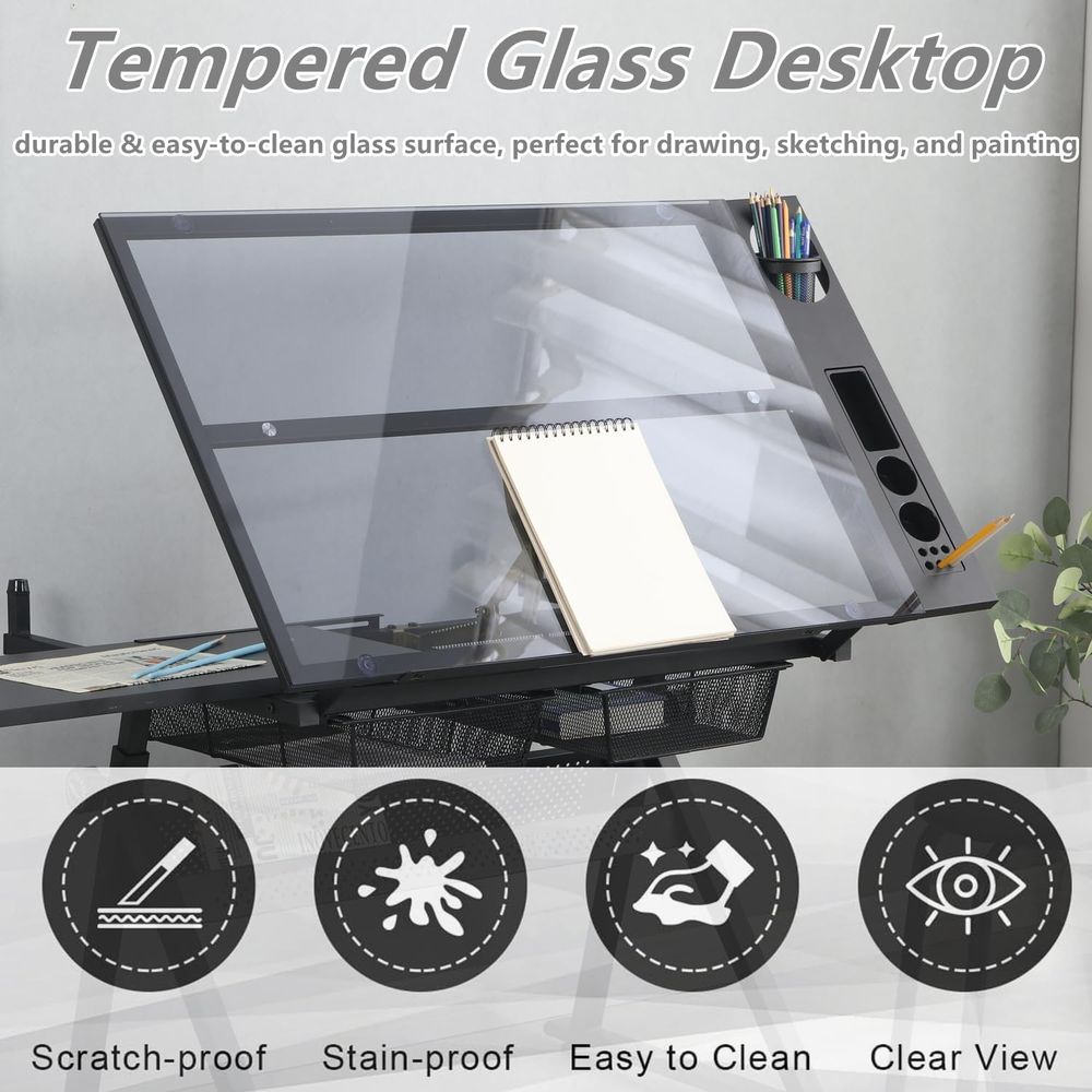 Adjustable Height Glass Art De - Art & Craft Kortingscode recensione e prezzo