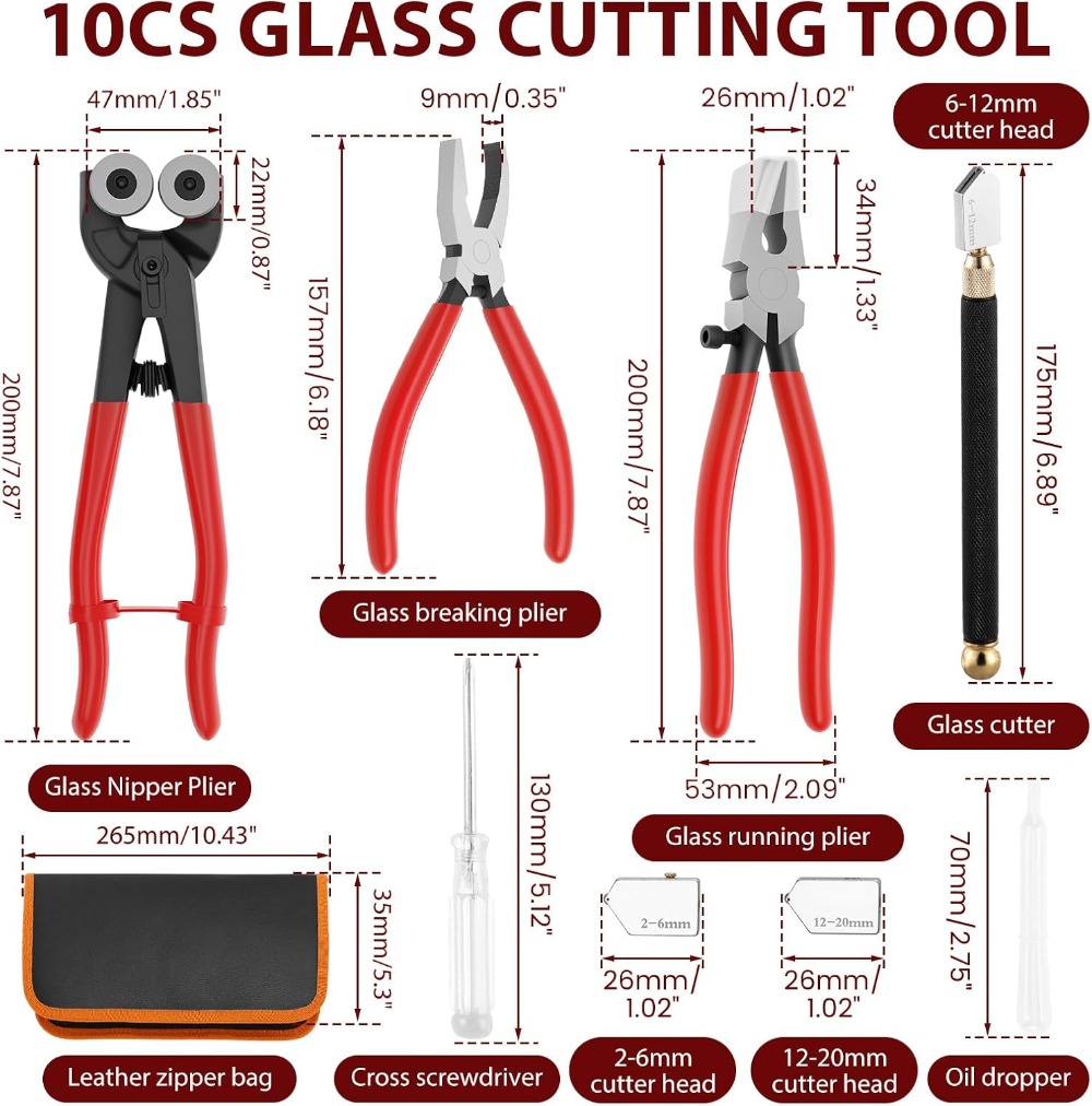 10PCS Glass Cutting Tool Kit,  - Leather Tooling Kit recensione e prezzo