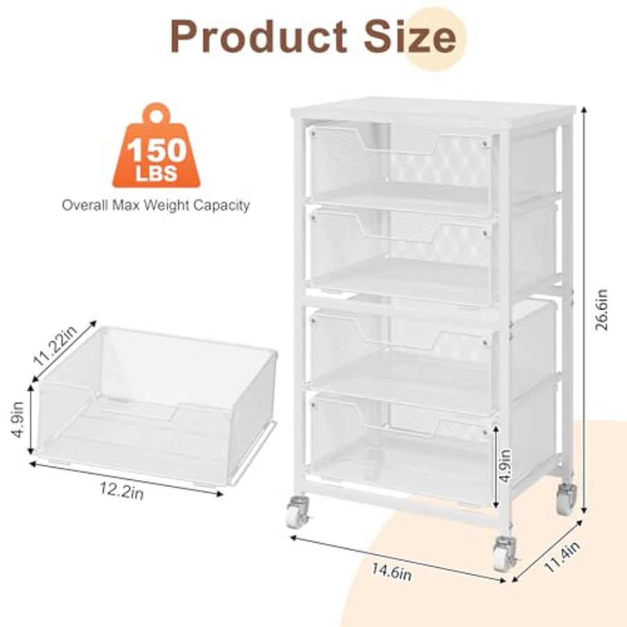 4-Drawer Rolling Storage Cart  - Art Craft Organizer recensione e prezzo