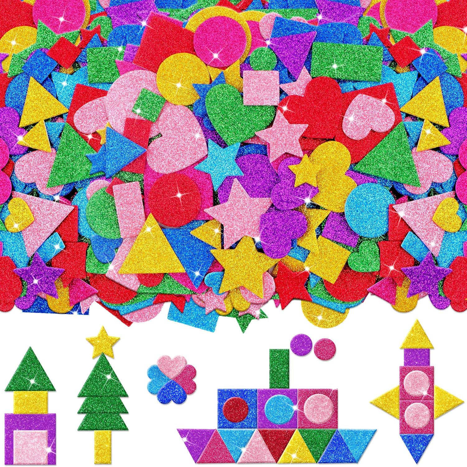1000 Pcs Glitter Self Adhesive - Art Craft For Preschool recensione e prezzo