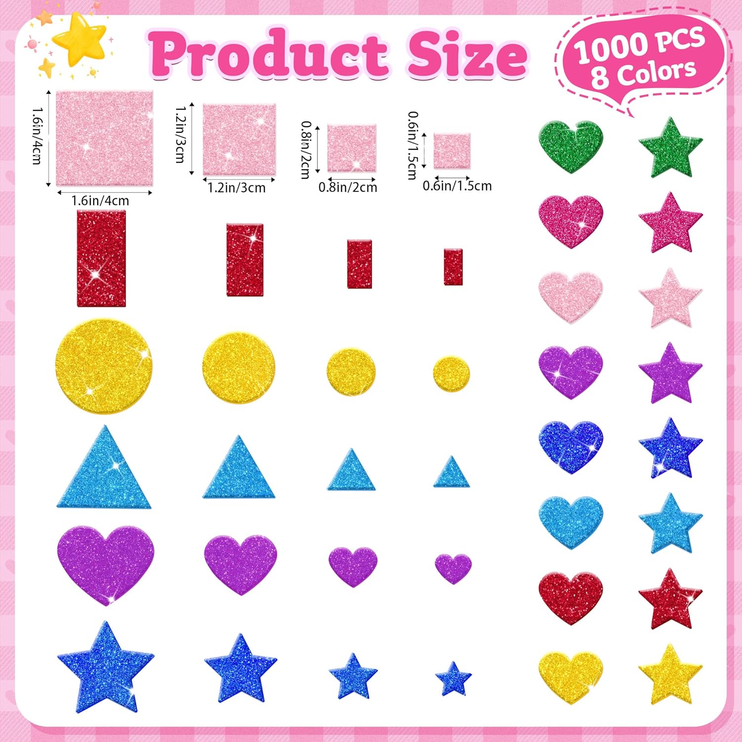 1000 Pcs Glitter Self Adhesive - Art Craft For Preschool recensione e prezzo