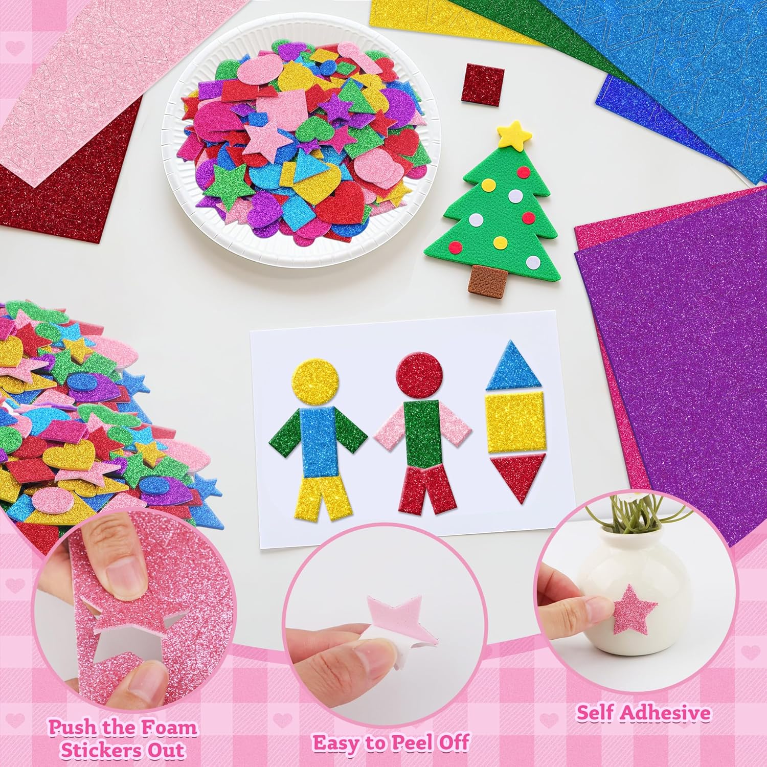 1000 Pcs Glitter Self Adhesive - Art Craft For Preschool recensione e prezzo
