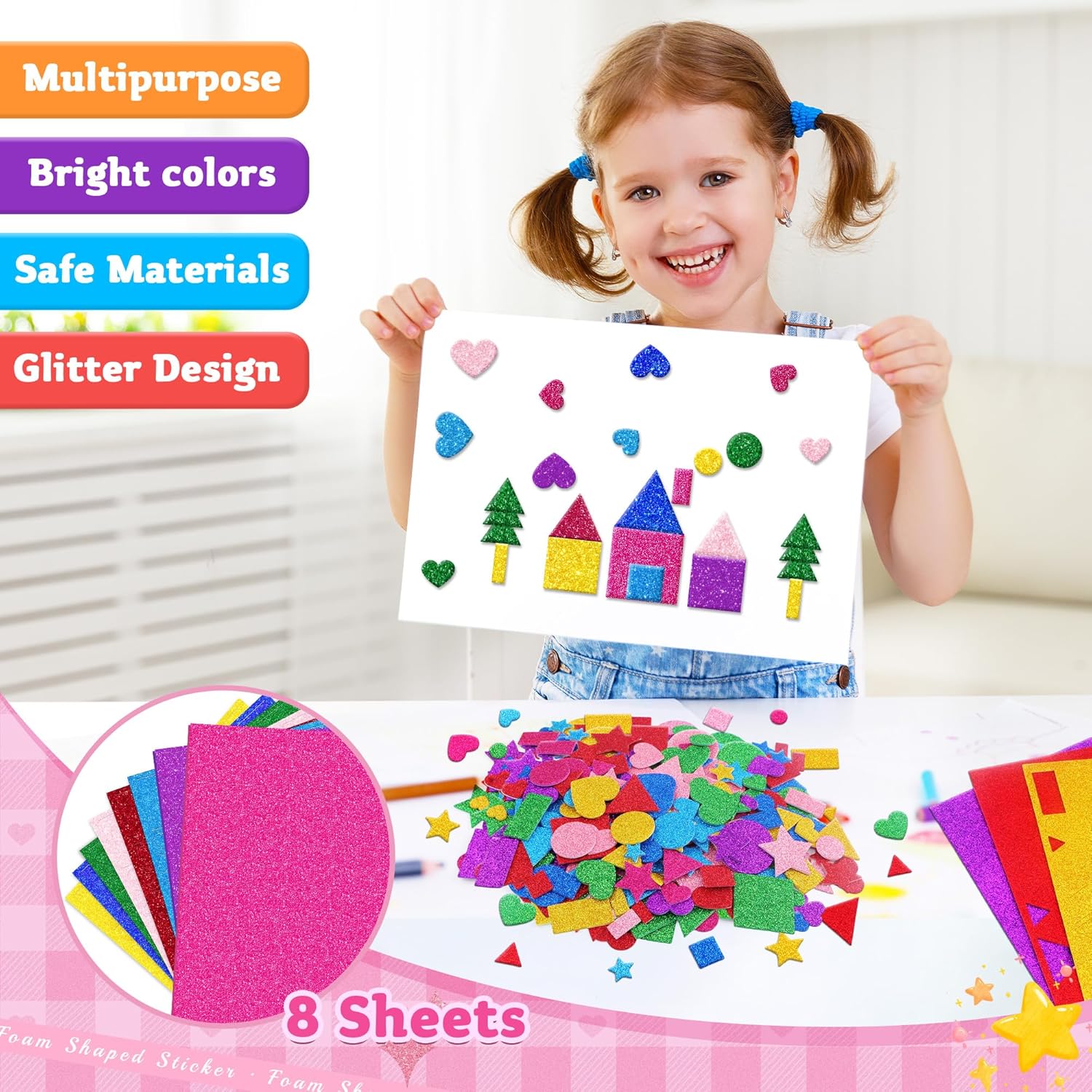 1000 Pcs Glitter Self Adhesive - Art Craft For Preschool recensione e prezzo